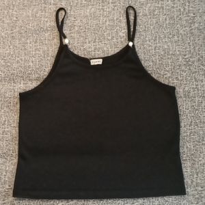 DONNI Knit Pearl Tank - Large, Black